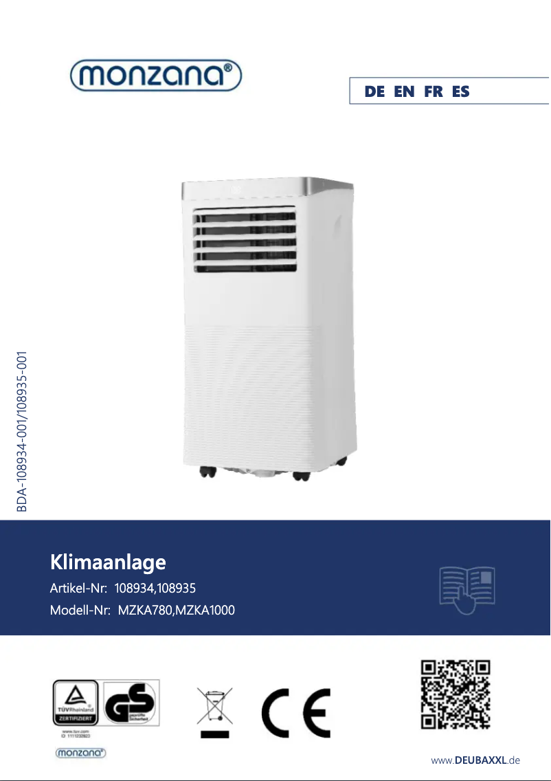 Image de la première page du manuel de l'appareil MZKA780