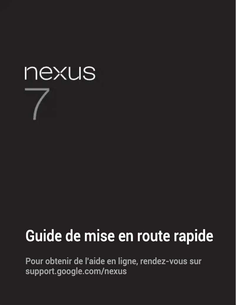 Page 1 de la notice Manuel utilisateur Asus Google Nexus 7