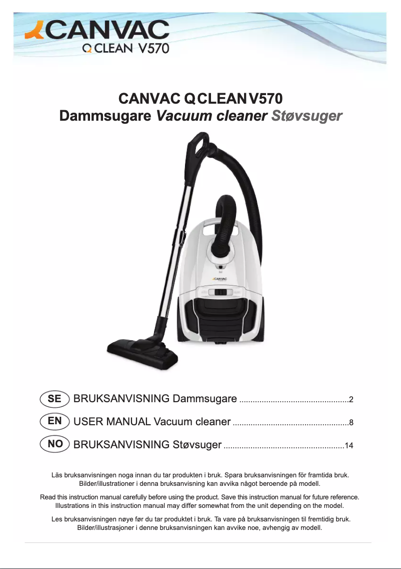 Page n°1 - Manuel utilisateur Canvac Q Clean V570