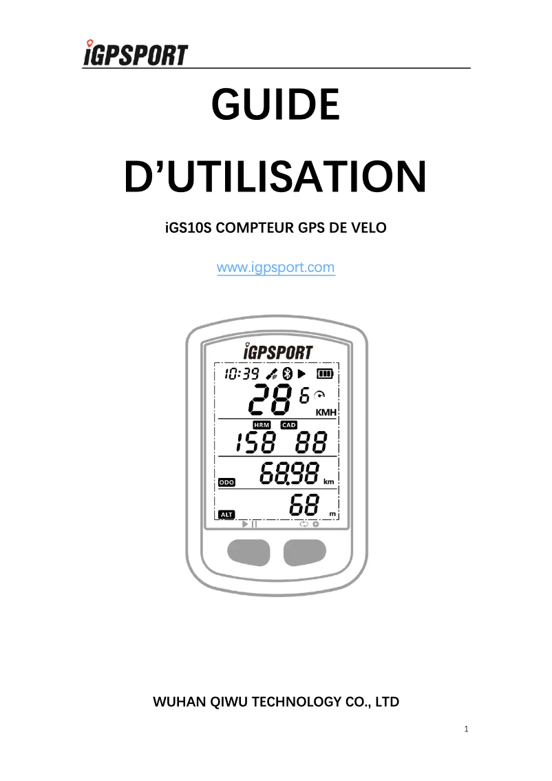 Image de la première page du manuel de l'appareil iGS10S