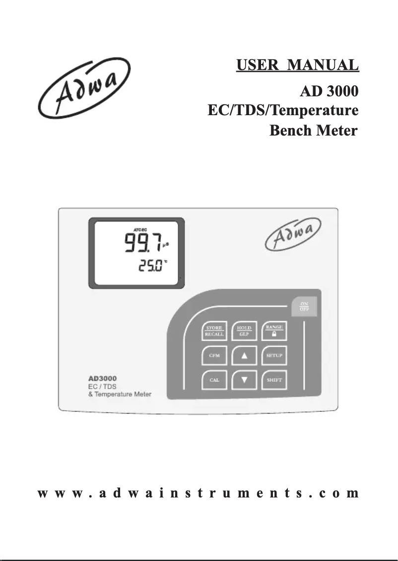 Page n°1 - Manuel utilisateur Adwa AD3000