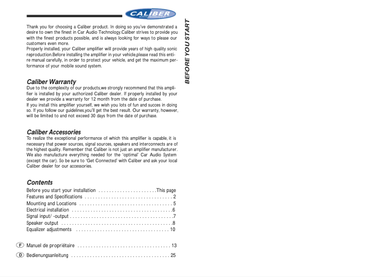Image de la première page du manuel de l'appareil CA 190