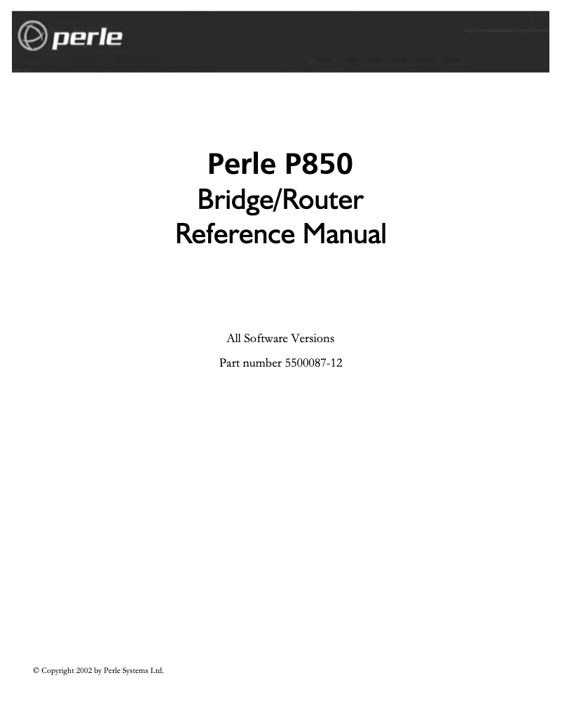 Page n°1 - Manuel utilisateur Perle P852