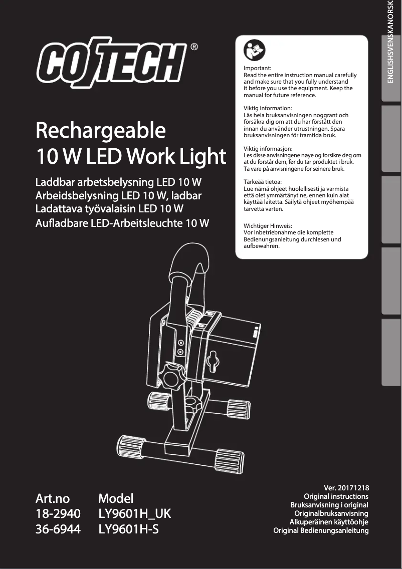 Page n°1 - Manuel utilisateur Cotech LY9601H