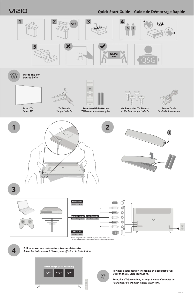 Page 1 de la notice Guide de démarrage rapide VIZIO M65-F0