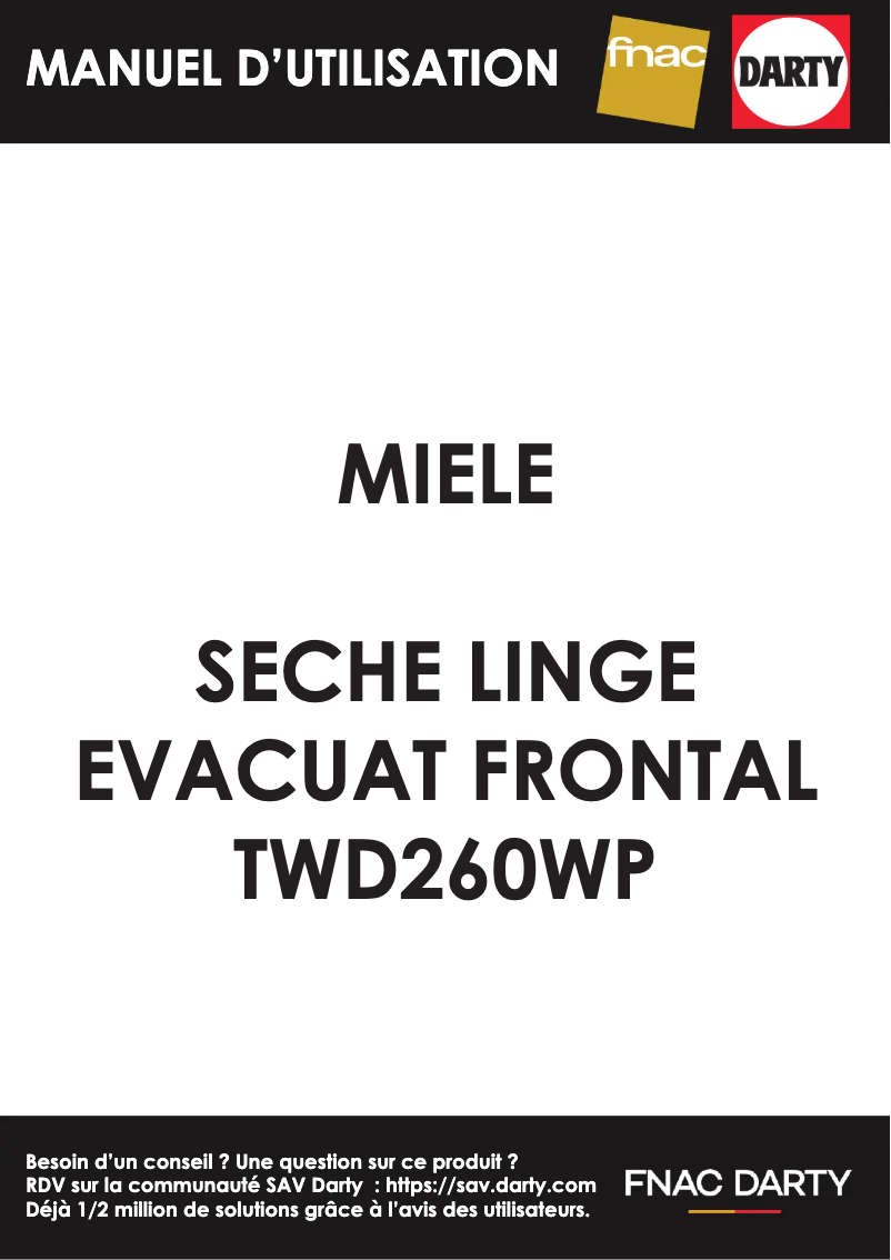 Page 1 de la notice Manuel utilisateur Miele TWD260 WP
