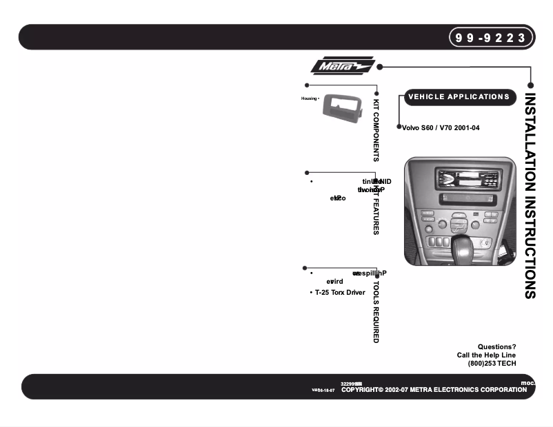 Page n°1 - Guide d'installation Metra 99-9223