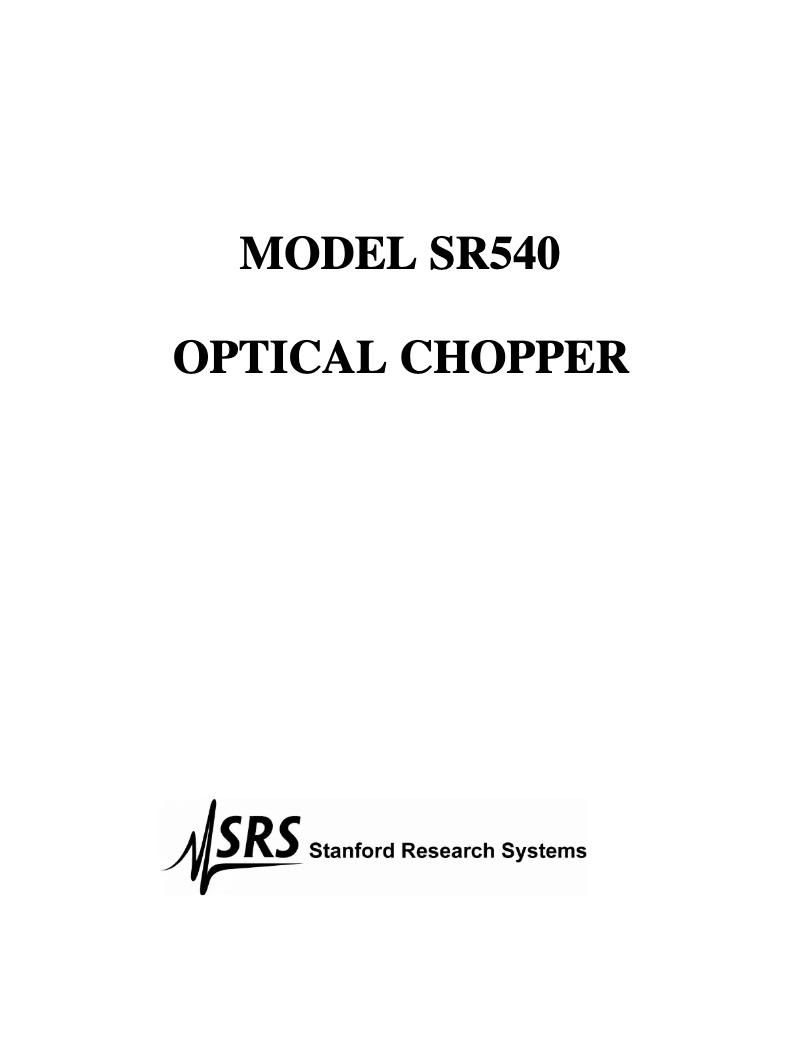Page n°1 - Manuel utilisateur SRS SR540