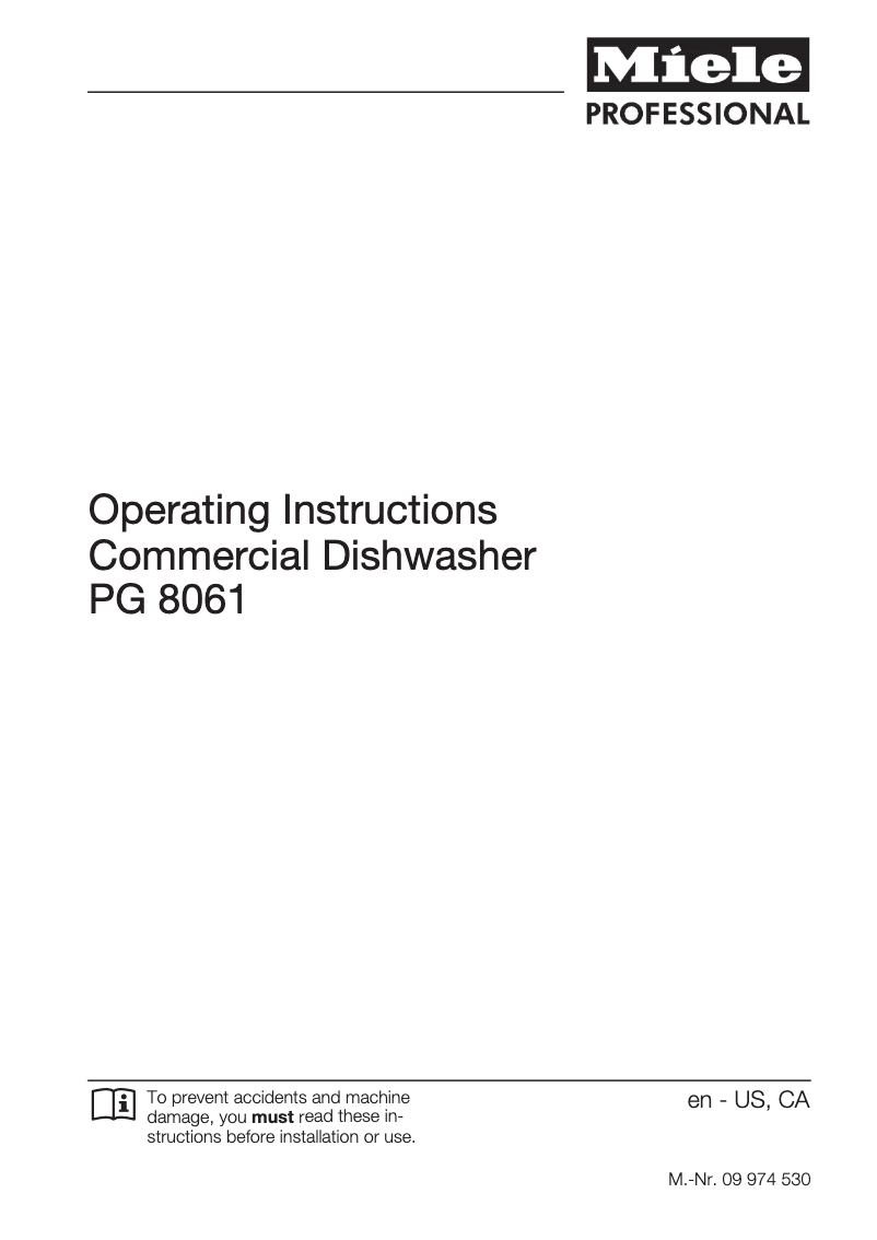Page 1 de la notice Manuel utilisateur Miele PG 8061