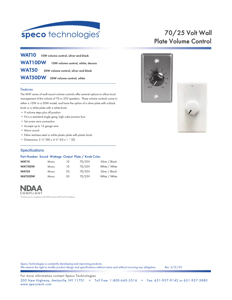 Image de la première page du manuel de l'appareil WAT10