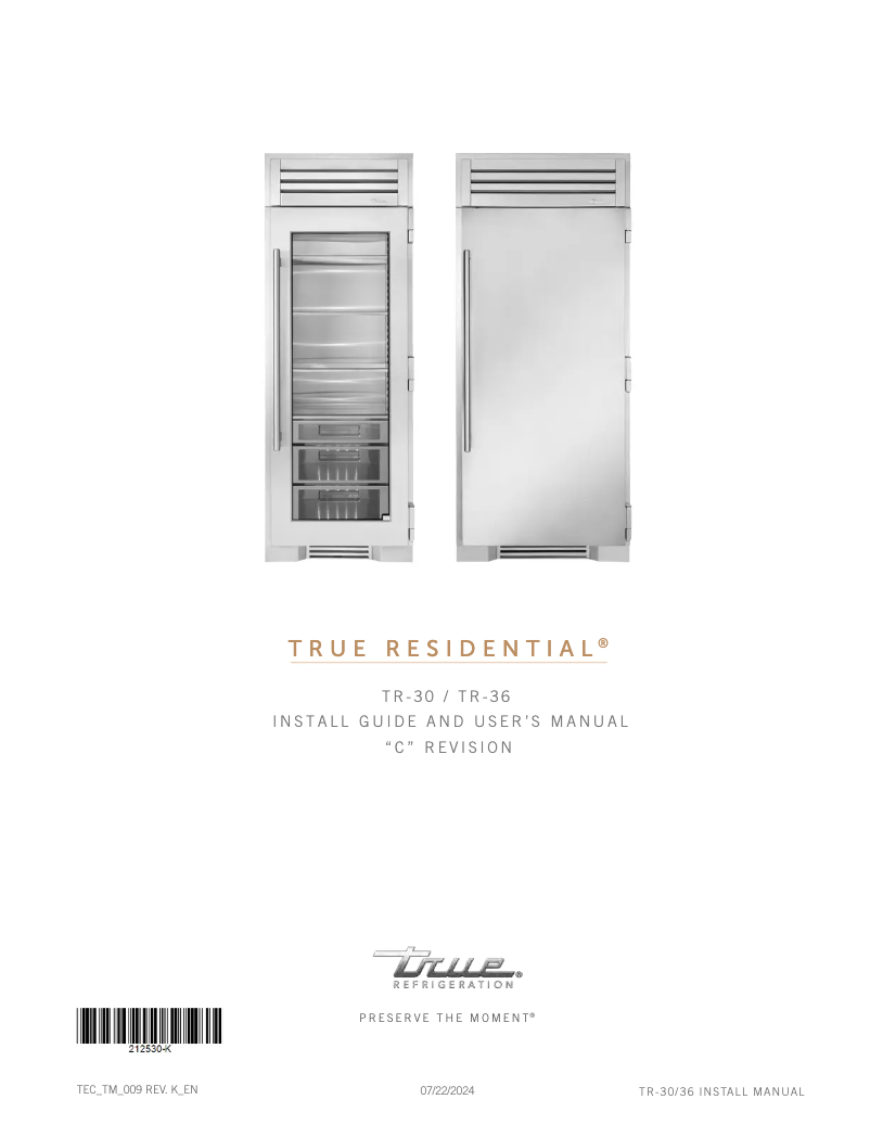 Image de la première page du manuel de l'appareil TR-30FRZ-R-SS-C