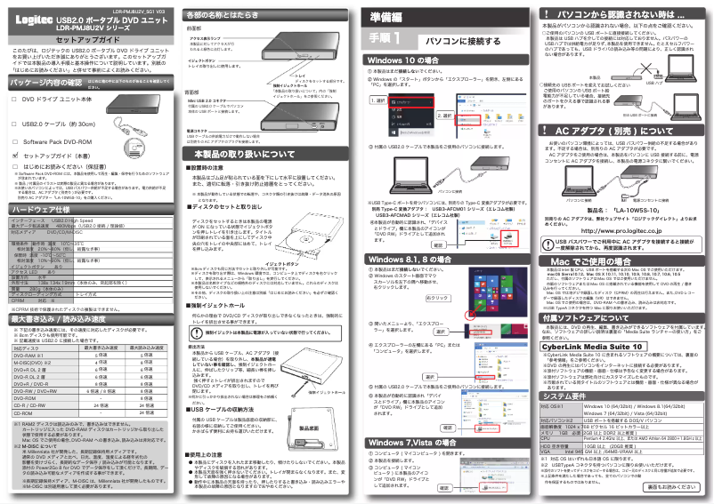 Page n°1 - Manuel utilisateur Logitech LDR-PMJ8U2V