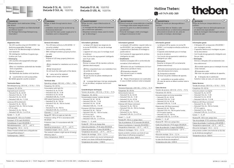 Image de la première page du manuel de l'appareil theLeda D UDL AL
