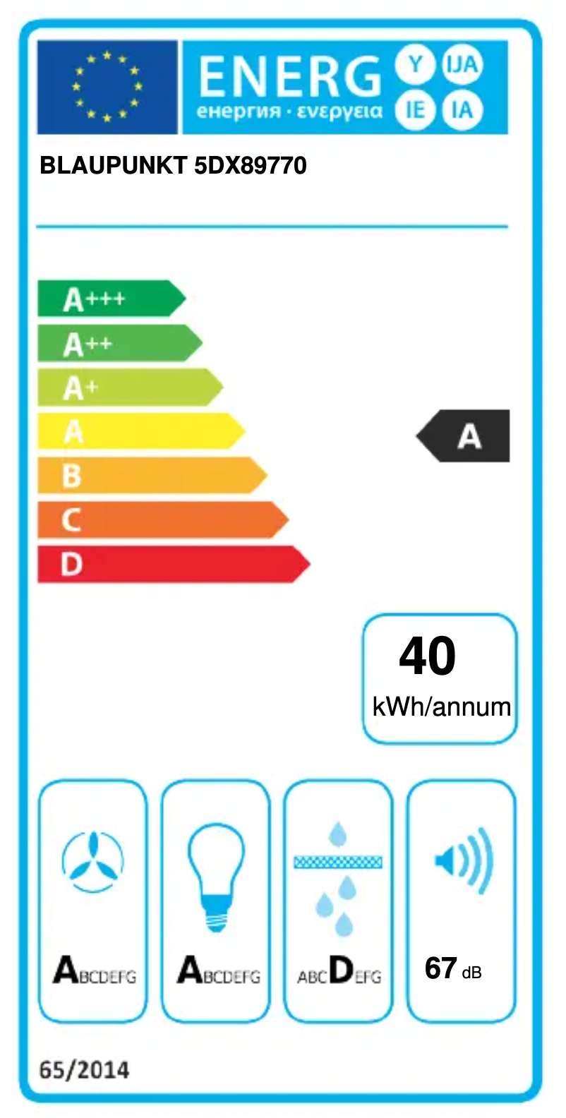 Page n°1 - Label énergétique Blaupunkt 5DX89770