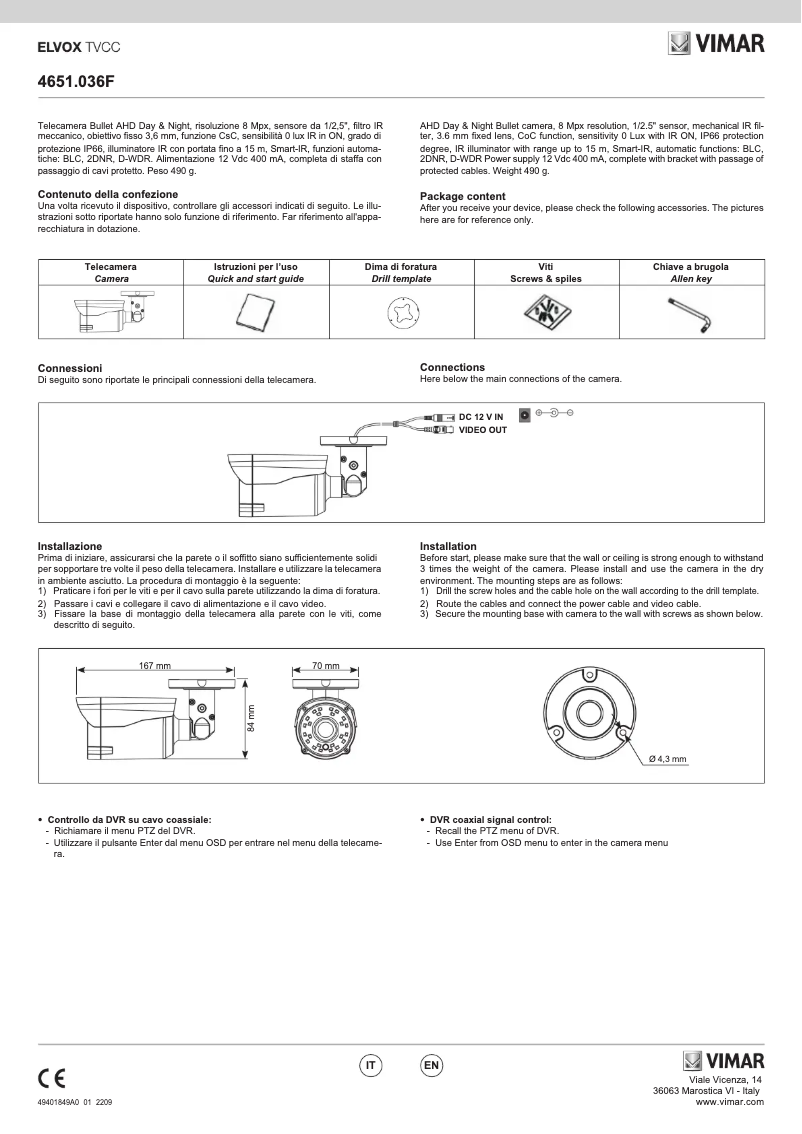 Image de la première page du manuel de l'appareil ELVOX 4651.036F