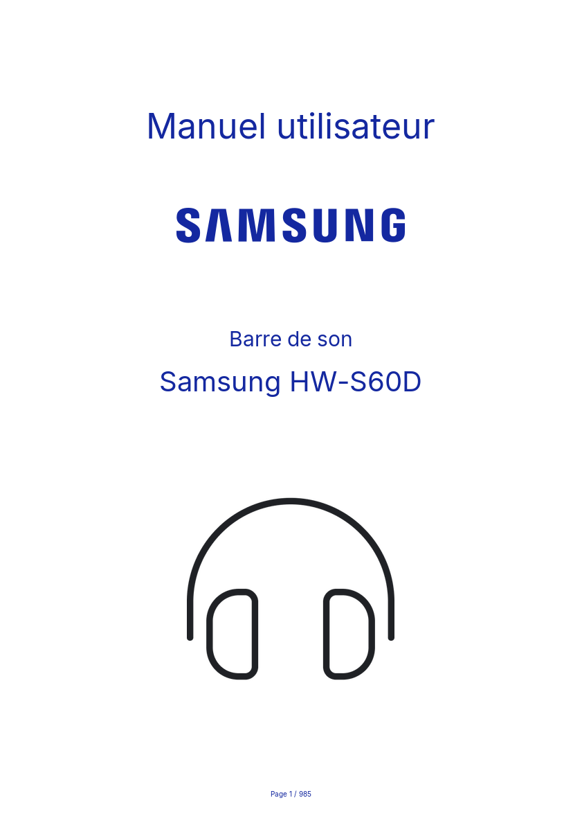 Image de la première page du manuel de l'appareil HW-S60D