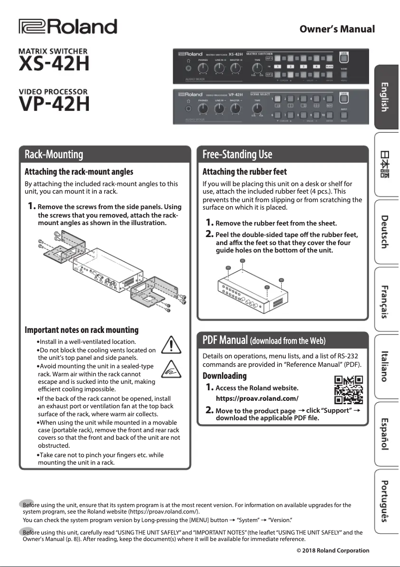 Page n°1 - Manuel utilisateur Roland XS-42H