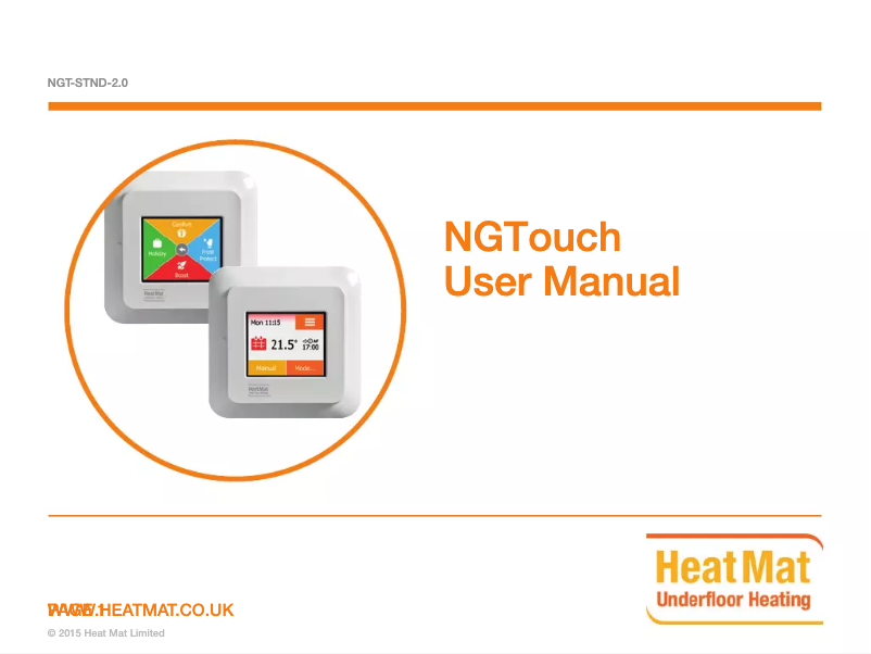 Página 1 del manual Manual de usuario Heat Mat NGT-STND-2.0 NGTouch