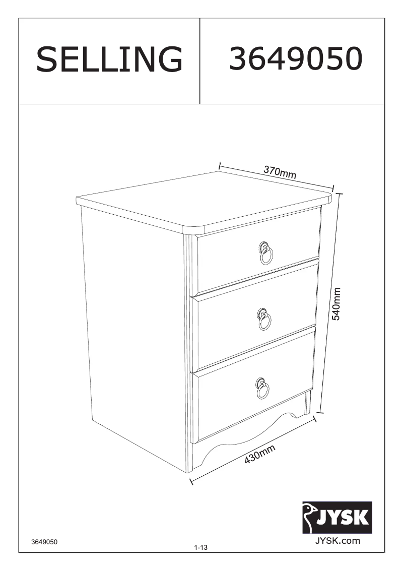 Image de la première page du manuel de l'appareil Selling (43x54x37)