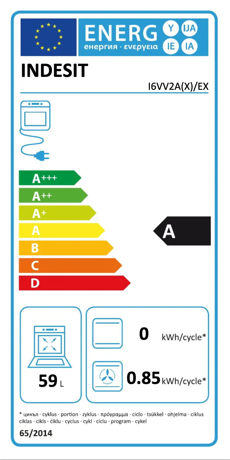 Page n°1 - Label énergétique Indesit I6VV2A(X)