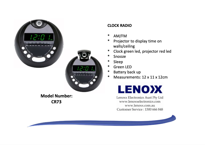 Page 1 de la notice Manuel utilisateur Lenoxx CR73