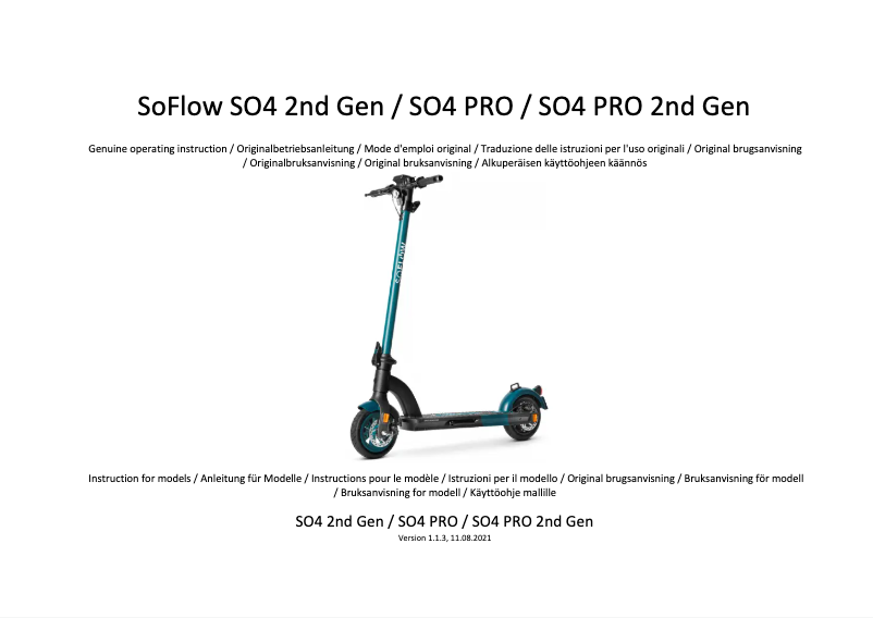 Image de la première page du manuel de l'appareil SO4 2nd Gen