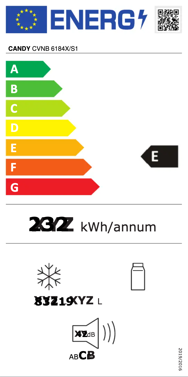 Page n°1 - Label énergétique Candy CVNB 6184X-S1