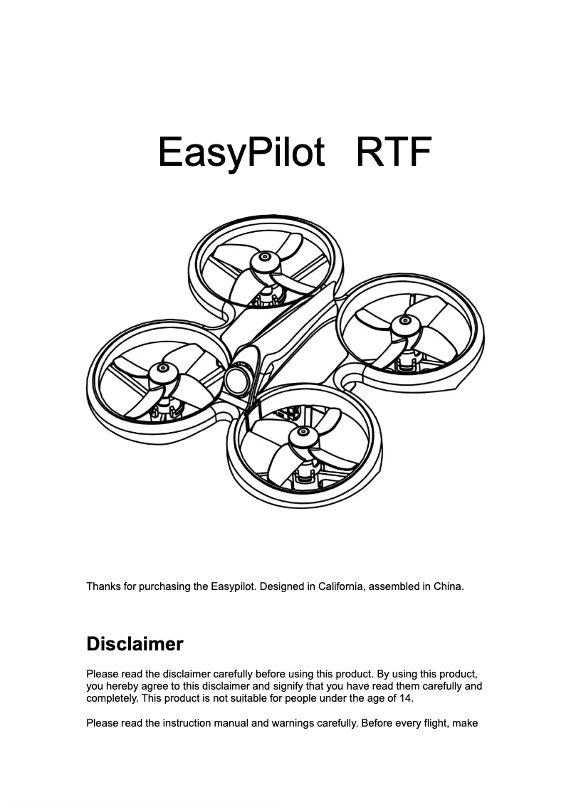 Page 1 de la notice Manuel utilisateur Emax EasyPilot RTF
