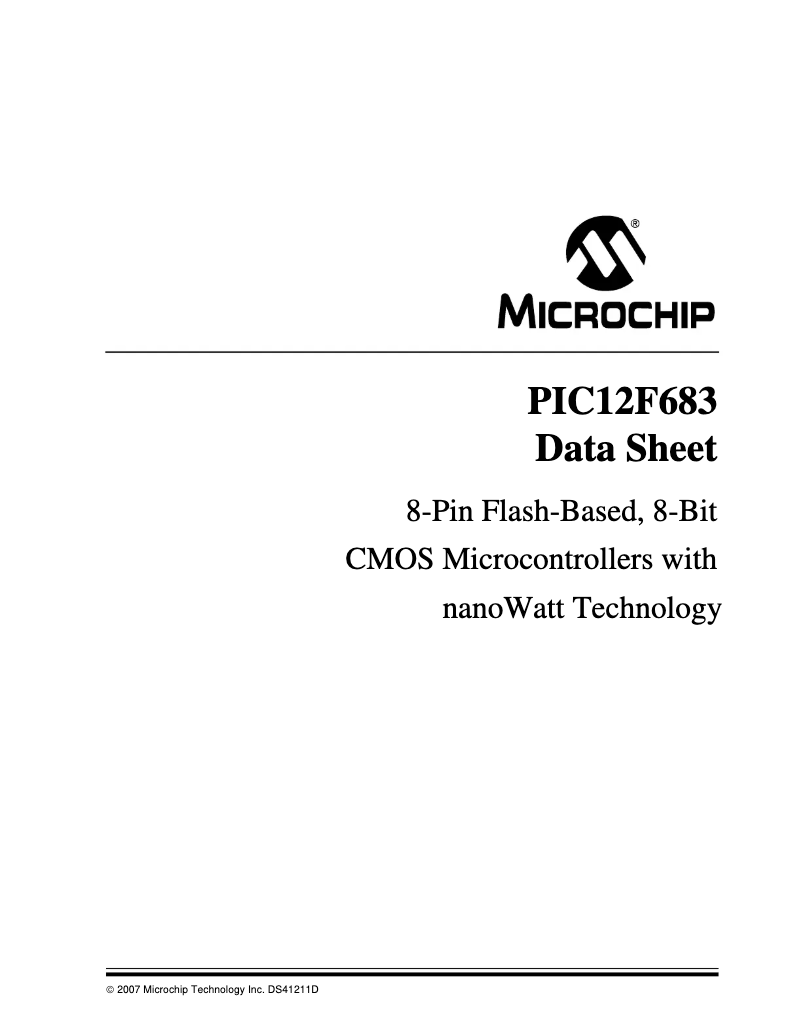 Página 1 del manual Ficha técnica Microchip PIC12F683