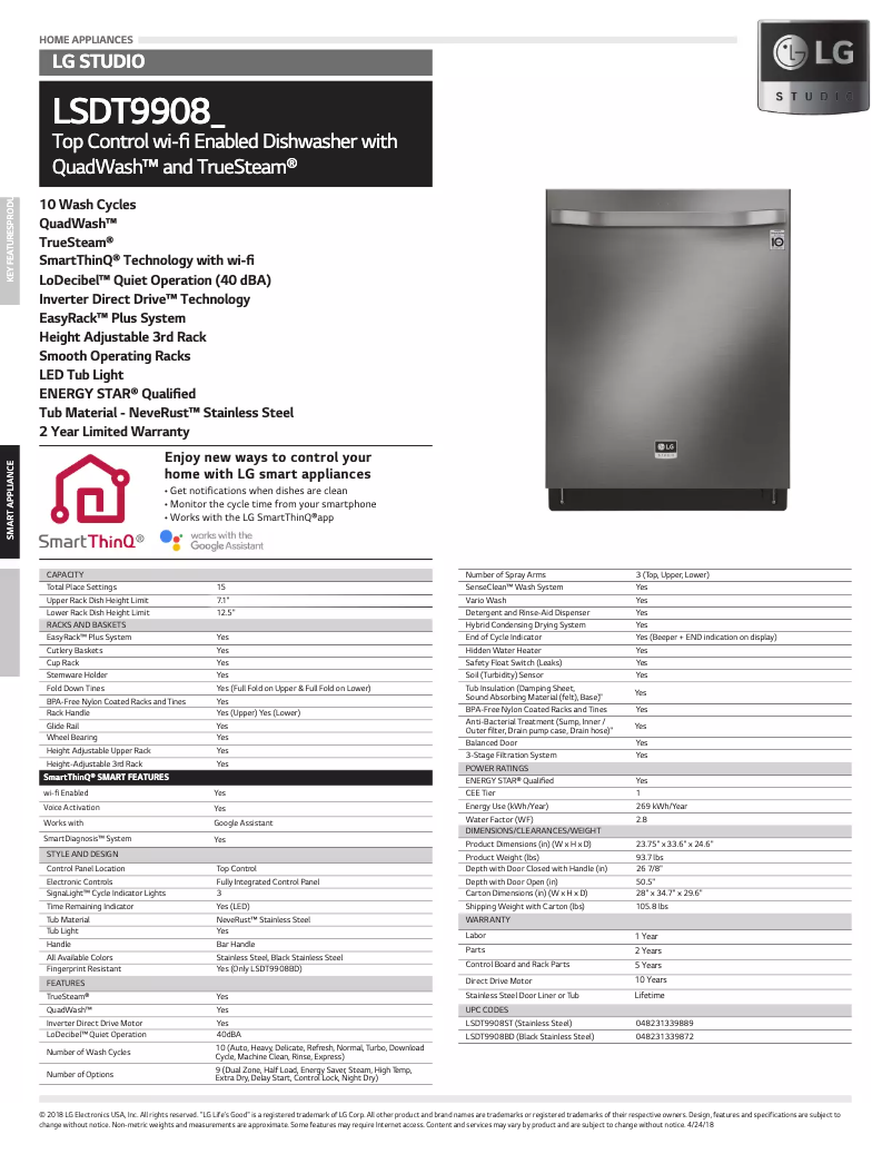 Image de la première page du manuel de l'appareil LSDT9908ST