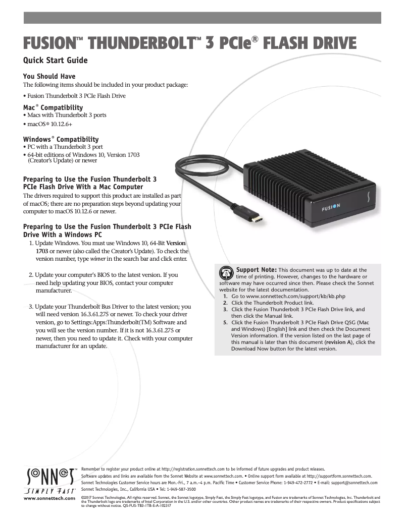 Image de la première page du manuel de l'appareil Fusion Thunderbolt 3