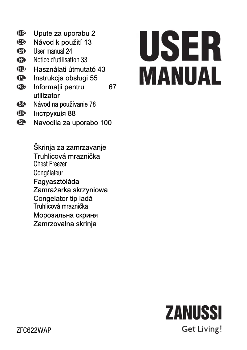 Page 1 de la notice Manuel utilisateur Zanussi ZFC 622 WAP