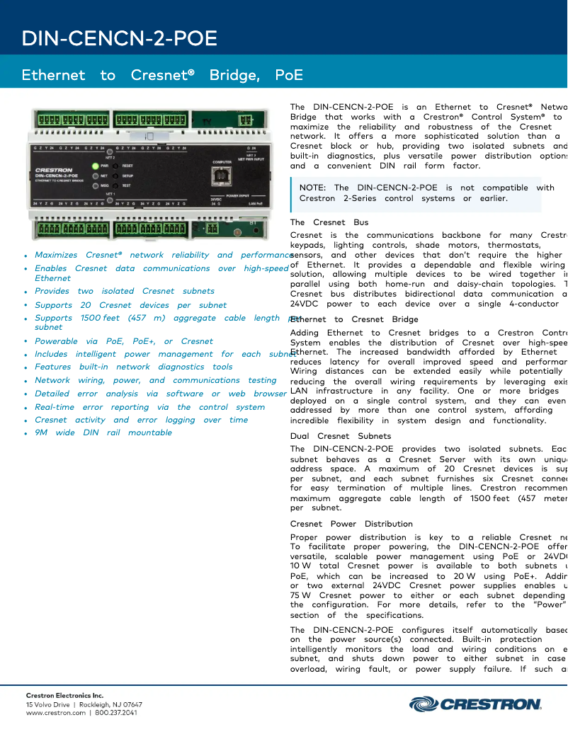 Image de la première page du manuel de l'appareil DIN-CENCN-2-POE