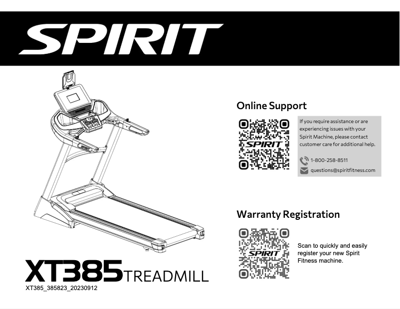 Page n°1 - Manuel utilisateur Spirit Fitness XT385