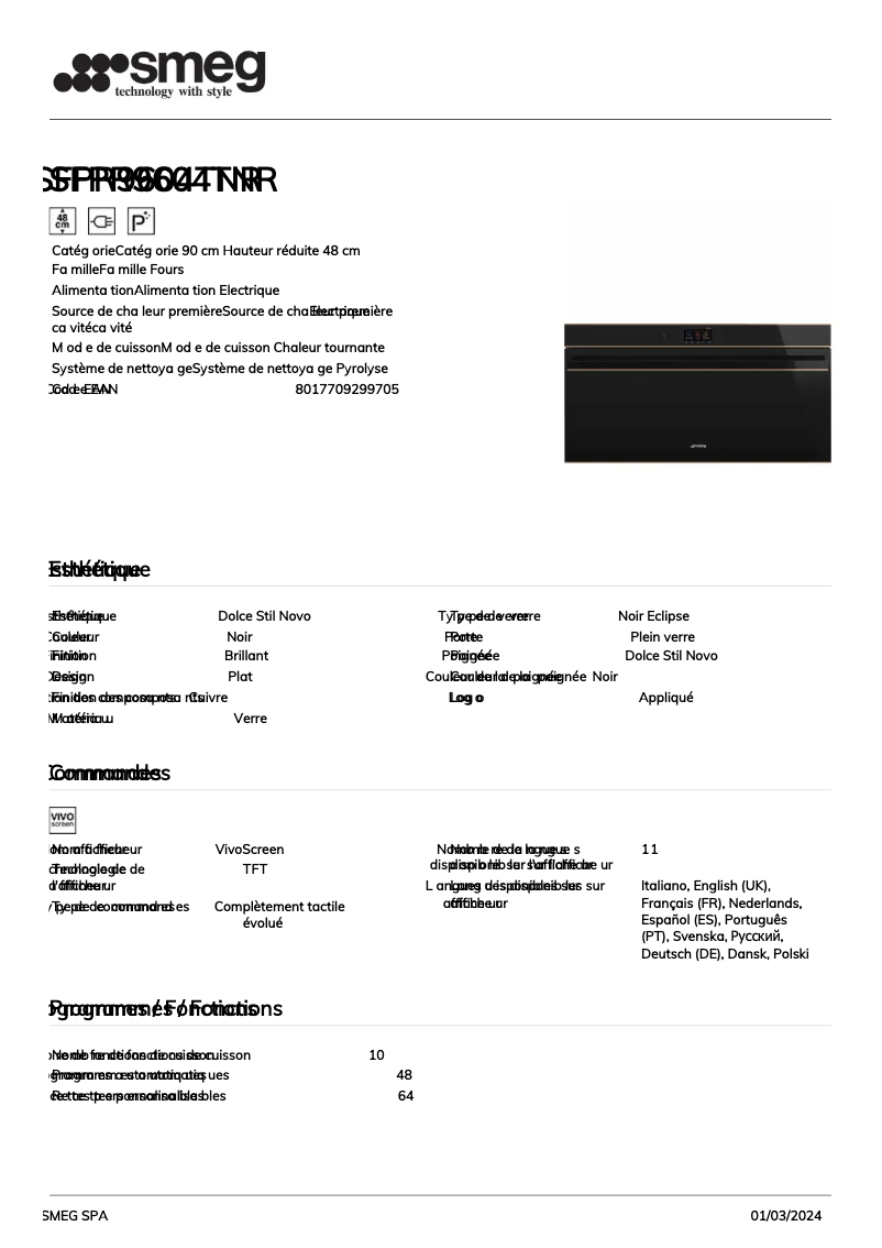 Image de la première page du manuel de l'appareil SFPR9604TNR