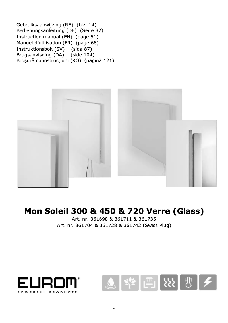 Página 1 del manual Manual de usuario Eurom Mon Soleil 300 Verre