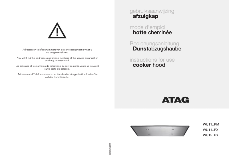 Page 1 de la notice Manuel utilisateur Atag WU1150PM