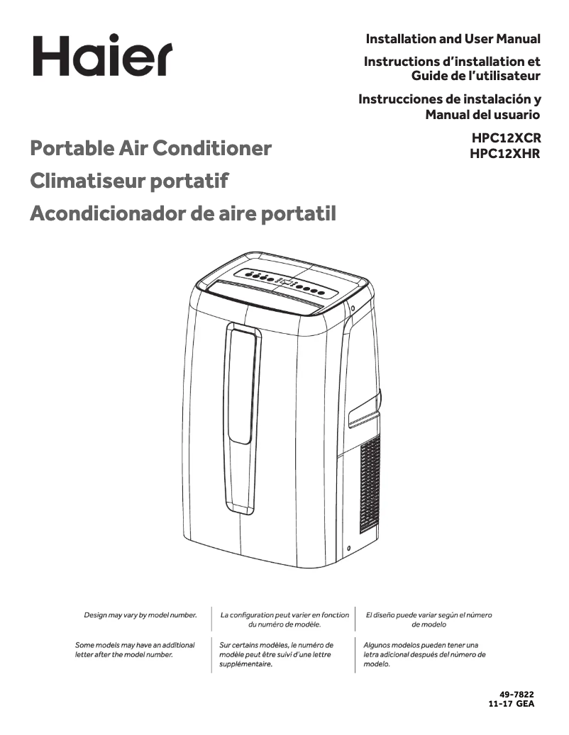 Image de la première page du manuel de l'appareil HPC12XHR