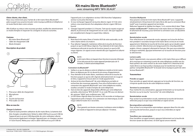 Image de la première page du manuel de l'appareil BFX-30.AUX