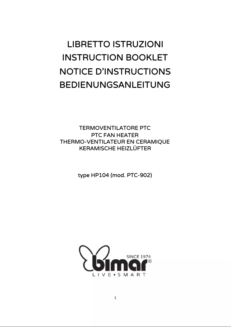 Page 1 de la notice Manuel utilisateur Bimar HP104
