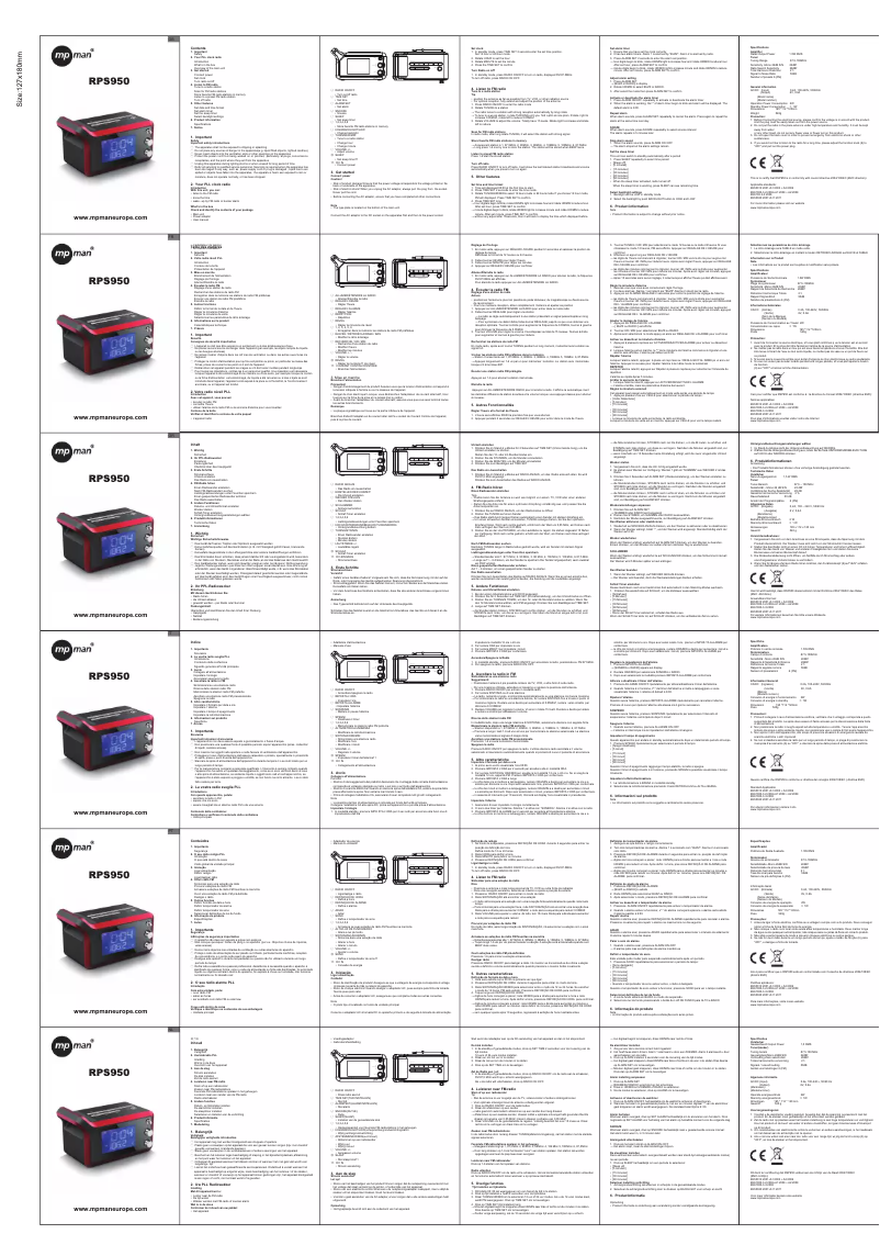 Page 1 de la notice Manuel utilisateur Mpman RPS950