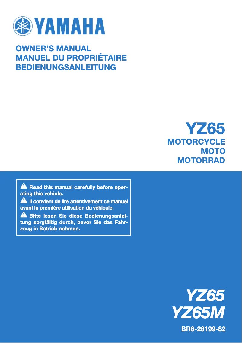 Image de la première page du manuel de l'appareil YZ65 (2021)