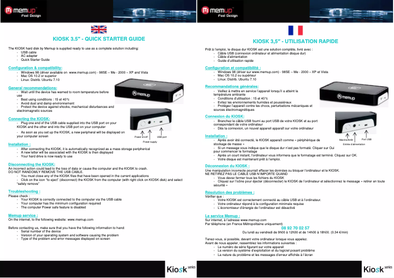 Page 1 of the manual User Manual Memup Kiosk