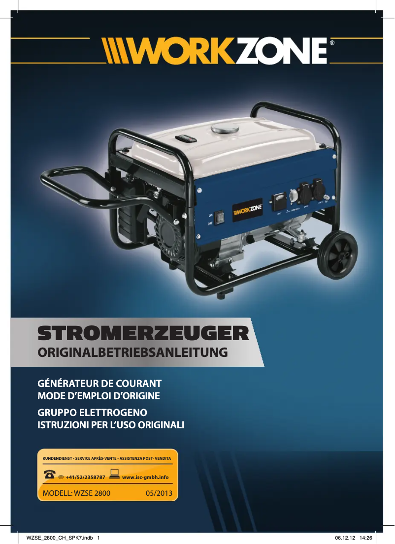 Page n°1 - Manuel utilisateur Workzone WZSE 2800