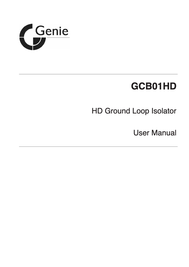 Page n°1 - Manuel utilisateur Genie GCB01HD