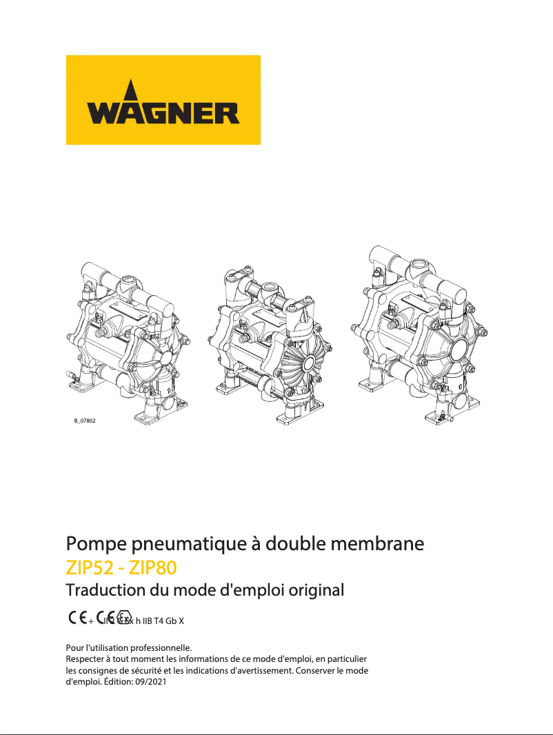 Page 1 de la notice Manuel utilisateur Wagner Zip 52