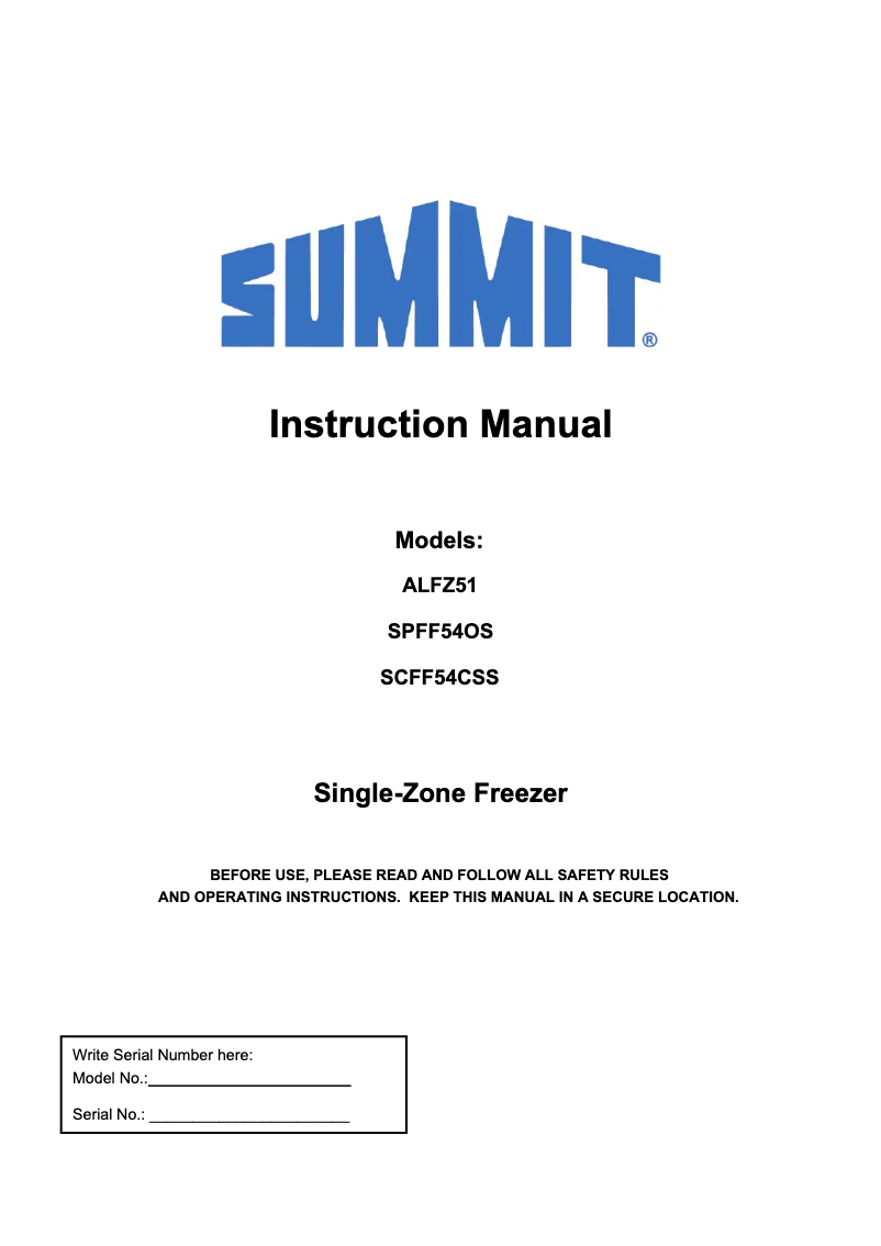 Image de la première page du manuel de l'appareil ALFZ51