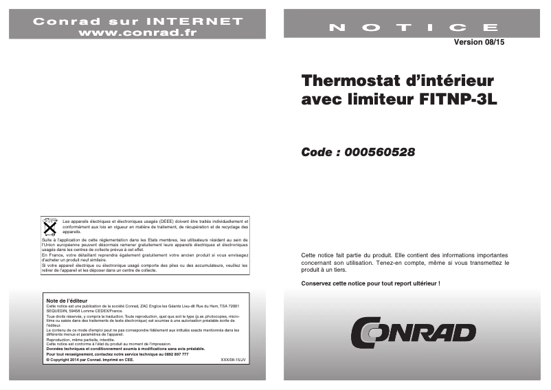 Page n°1 - Manuel utilisateur Eberle FIT np 3L