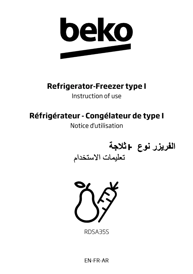 Page 1 de la notice Manuel utilisateur Beko RDSA35S