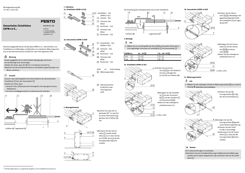Page 1 de la notice Manuel utilisateur Festo EAPM-L4-SHS